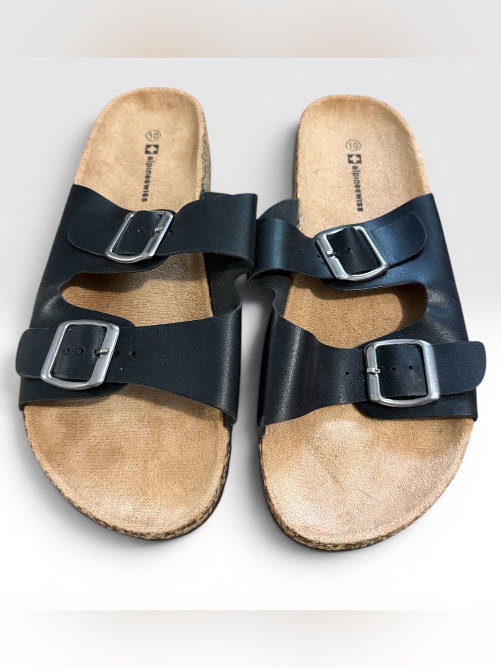 Swiss Alpine Women’s Size 10 Black Double Buckle Comfort Slide Sandals EU 41